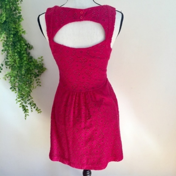 Anthro Deletta Open Back Fit and Flare Pink Dress - Picture 4 of 8